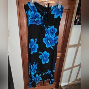Black and Blue Hawaiian High-Low Dress